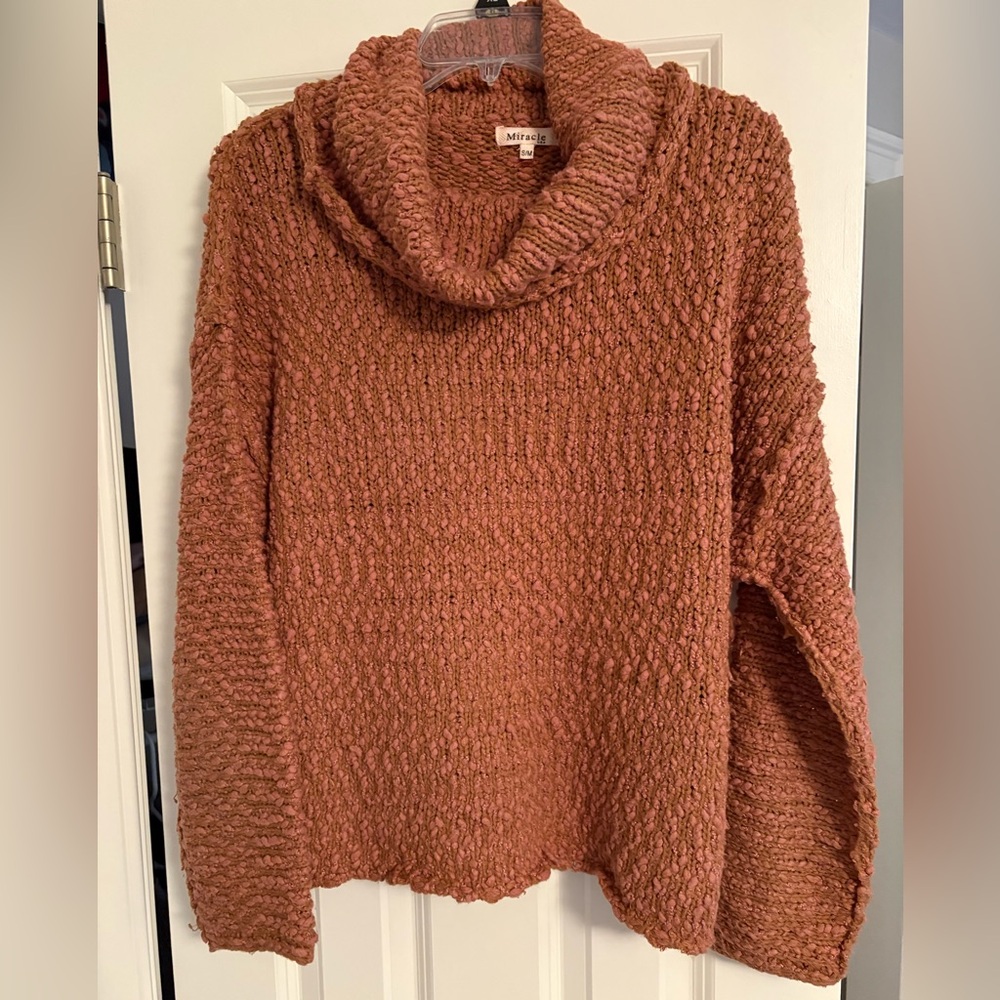 Miracle Warm Brown Cowl Neck Sweater